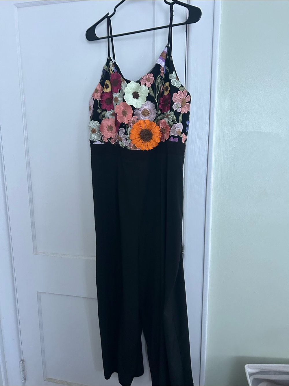Embroidered Black Floral Jumpsuit
